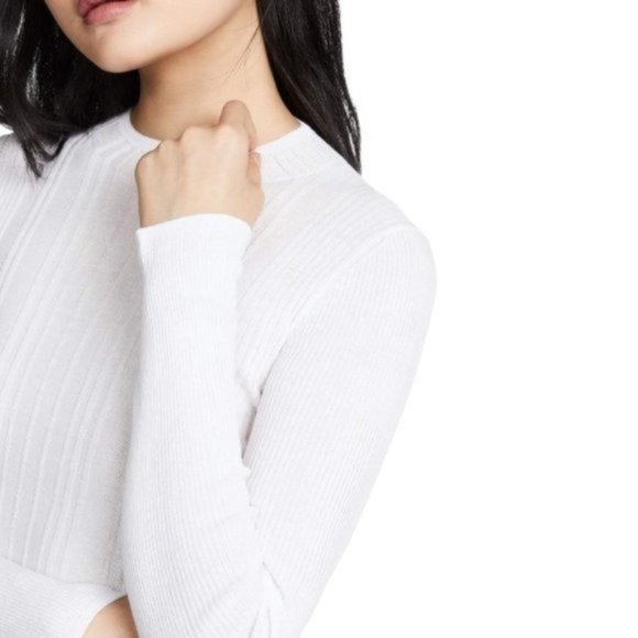 VINCE Variegated Rib Mock Neck White NWT - Size Large - Picture 12 of 13